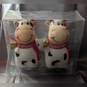 ALBERTO SA  Cow Salt & Pepper Shakers from Switzerland NIB